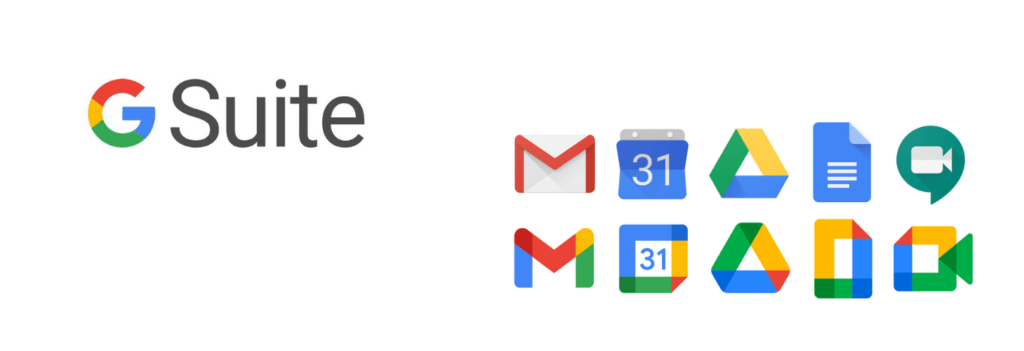 Different G-Suite icons for small business tools like email and calendars