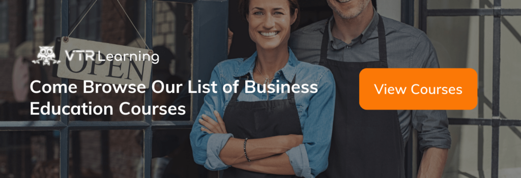 An invitation for small business owners to browse VTR Learning's online courses
