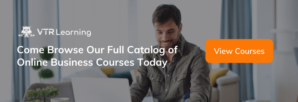 A call to action inviting readers to browse VTR Learning's full catalog of business courses