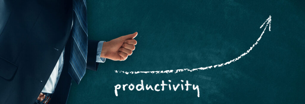 Rising chalk line showing how a flexible work schedule can increase productivity