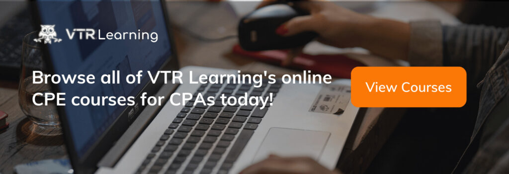 Call to action regarding online CPE courses from VTR Learning