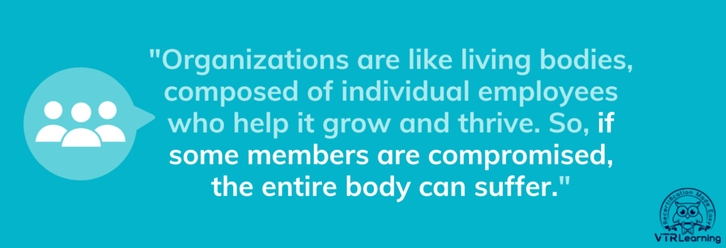 Quote describing organizations as living bodies