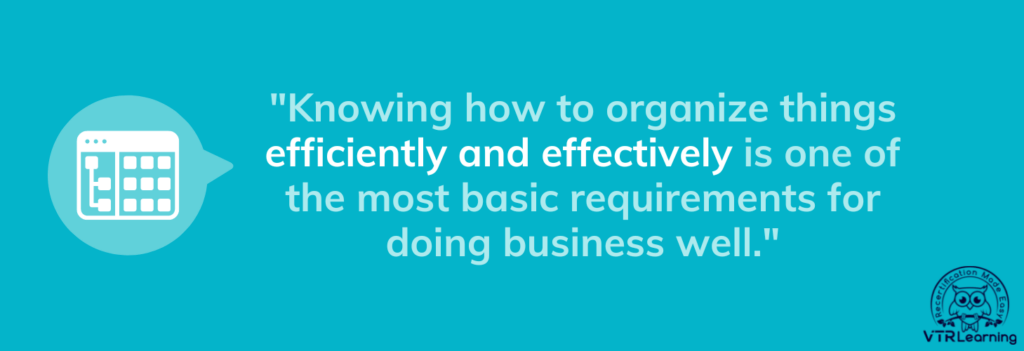 Quote about organization as one of the top business skills needed for success