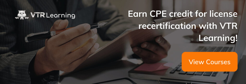 Call for readers to earn CPE credit through VTR Learning's online courses