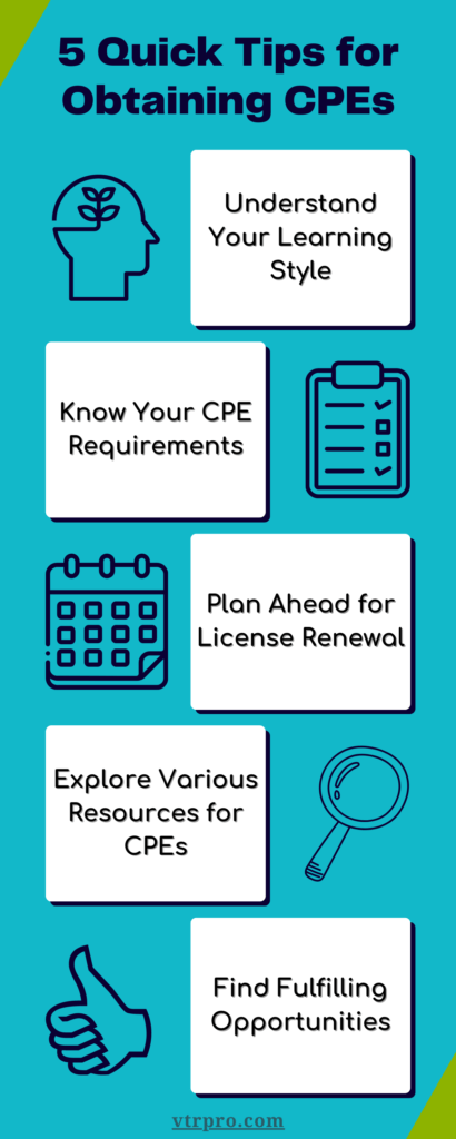 List of tips for obtaining CPEs for AICPA license renewal