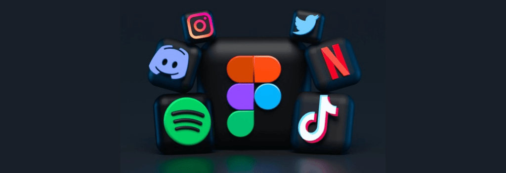 Various social media logos against a dark background, used for startup marketing