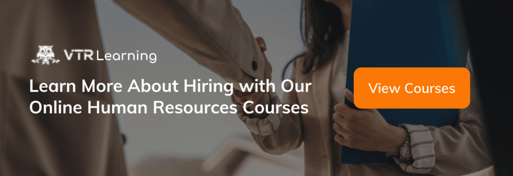 A call to action inviting readers to take VTR Learning's human resources courses