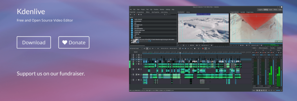 A screenshot of Kdenlive free video editing software for Mac